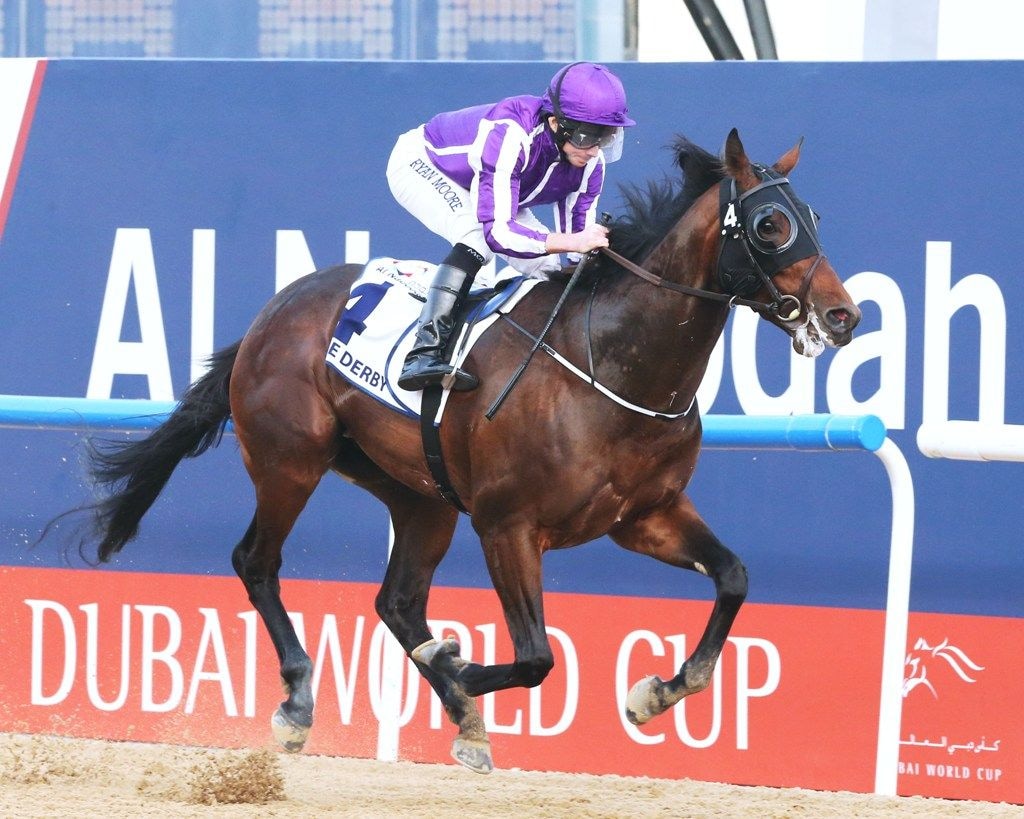 Mendelssohn winning the UAE Derby (Photo courtesy of Dubai Racing Club)