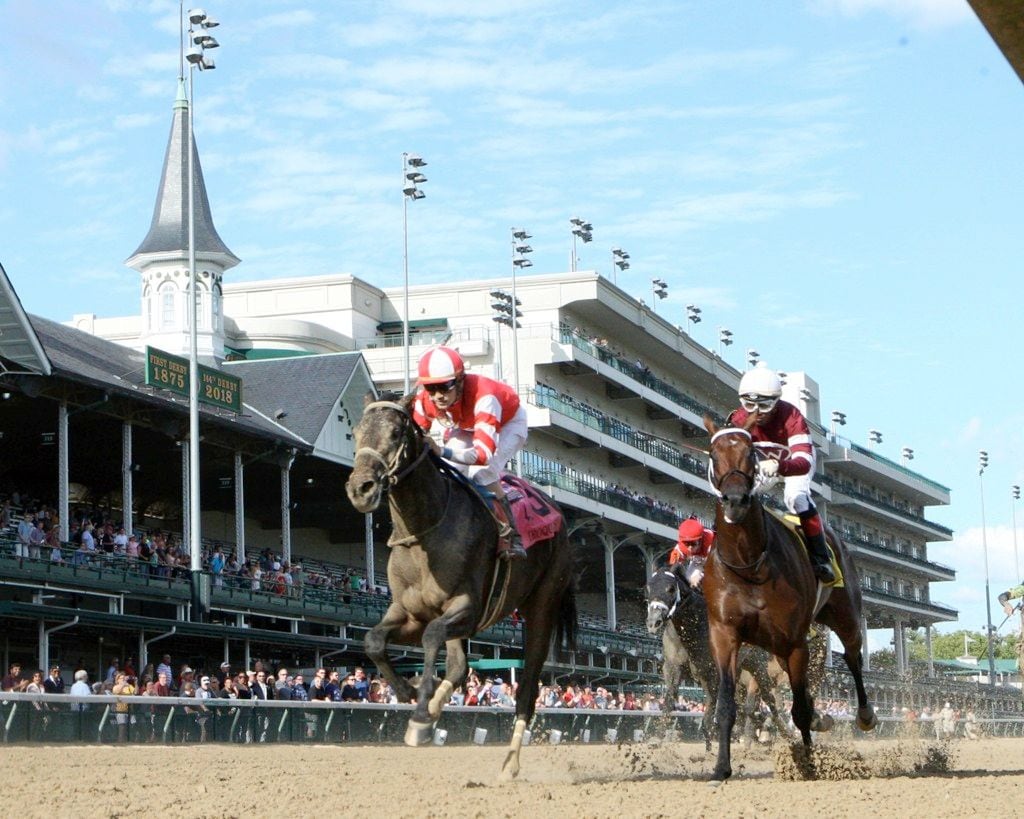 Cairo Cat (left) rallies to defeat Tight Ten in the Iroquois Stakes (gr. III) at Churchill Downs - Coady Photography