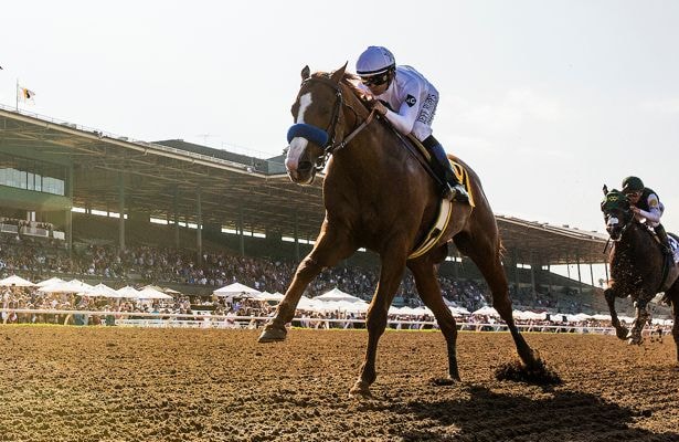 Eventual Triple Crown winner Justify wins the Santa Anita Derby (G1).