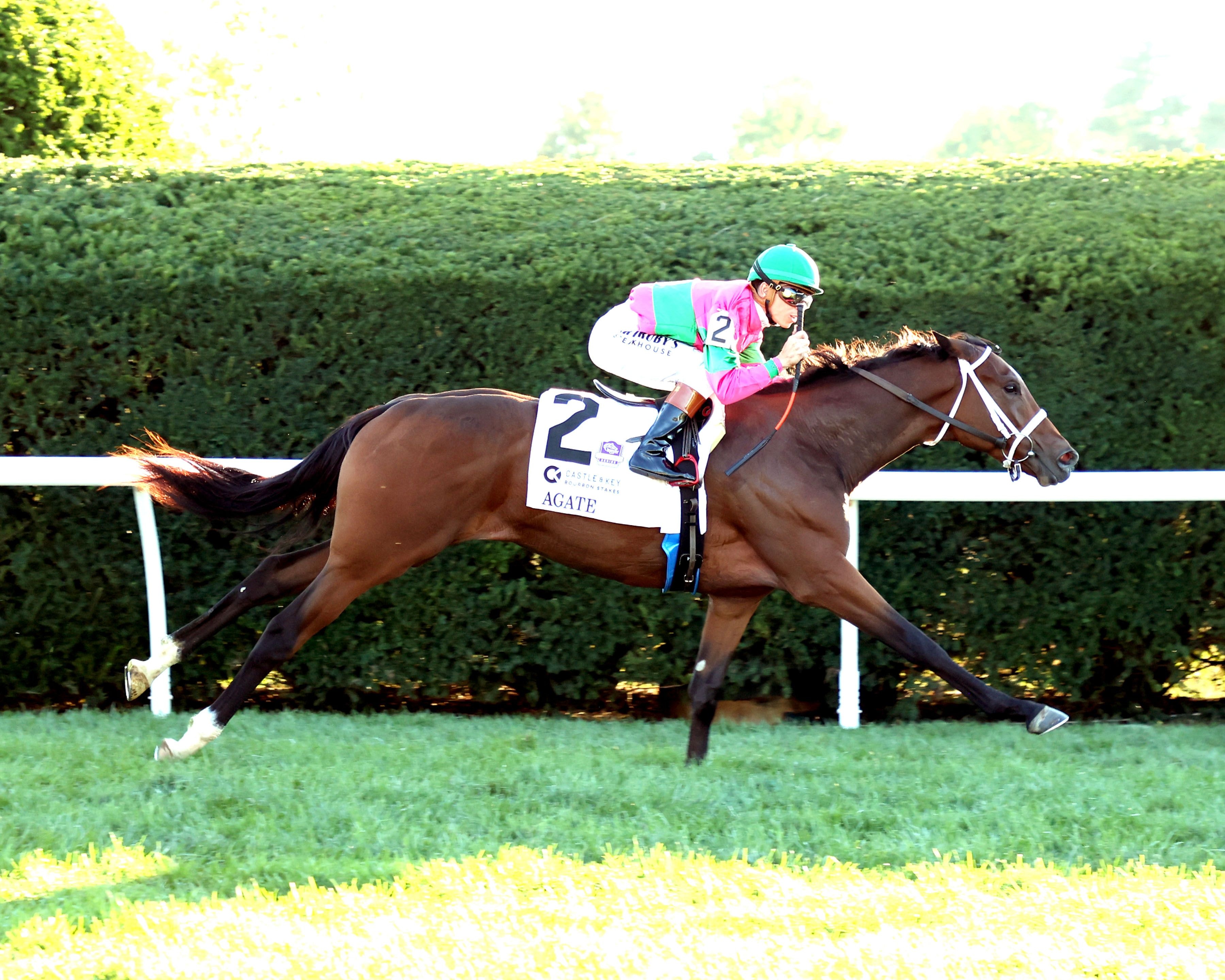 Agate wins the Bourbon Stakes at Keeneland.