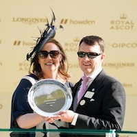 Aidan O'Brien receives the Royal Ascot leading trainer trophy