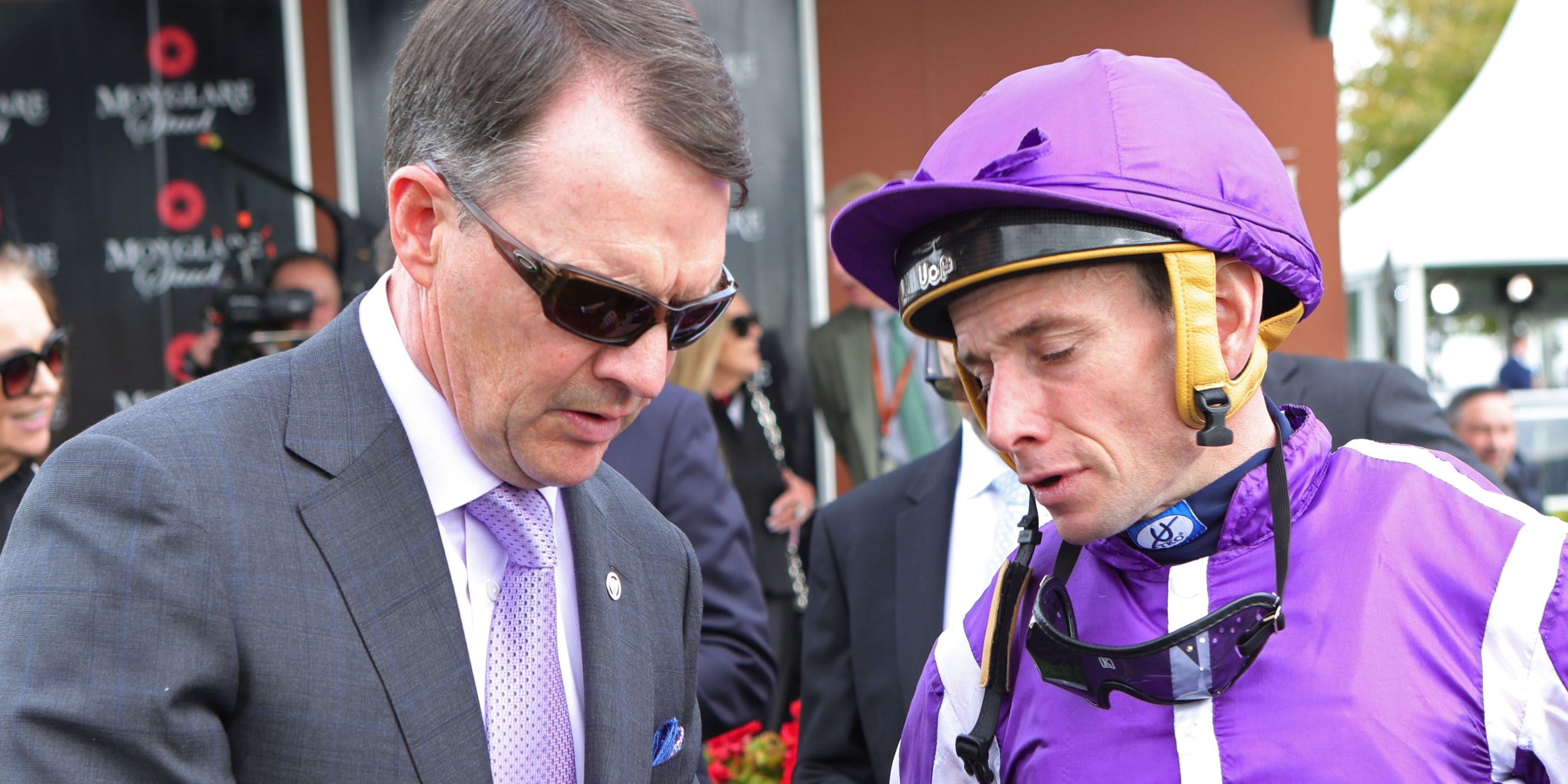 Trainer Aidan O'Brien (left) and jockey Ryan Moore at the Curragh in Ireland.