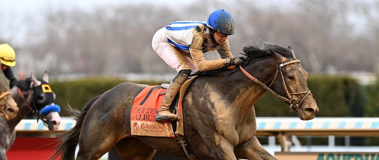 Albus wins the Wood Memorial at Aqueduct.