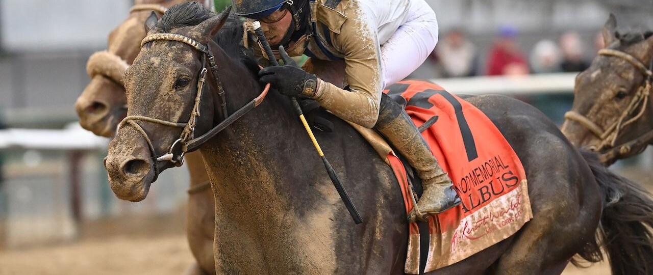 Albus wins the Wood Memorial at Aqueduct.