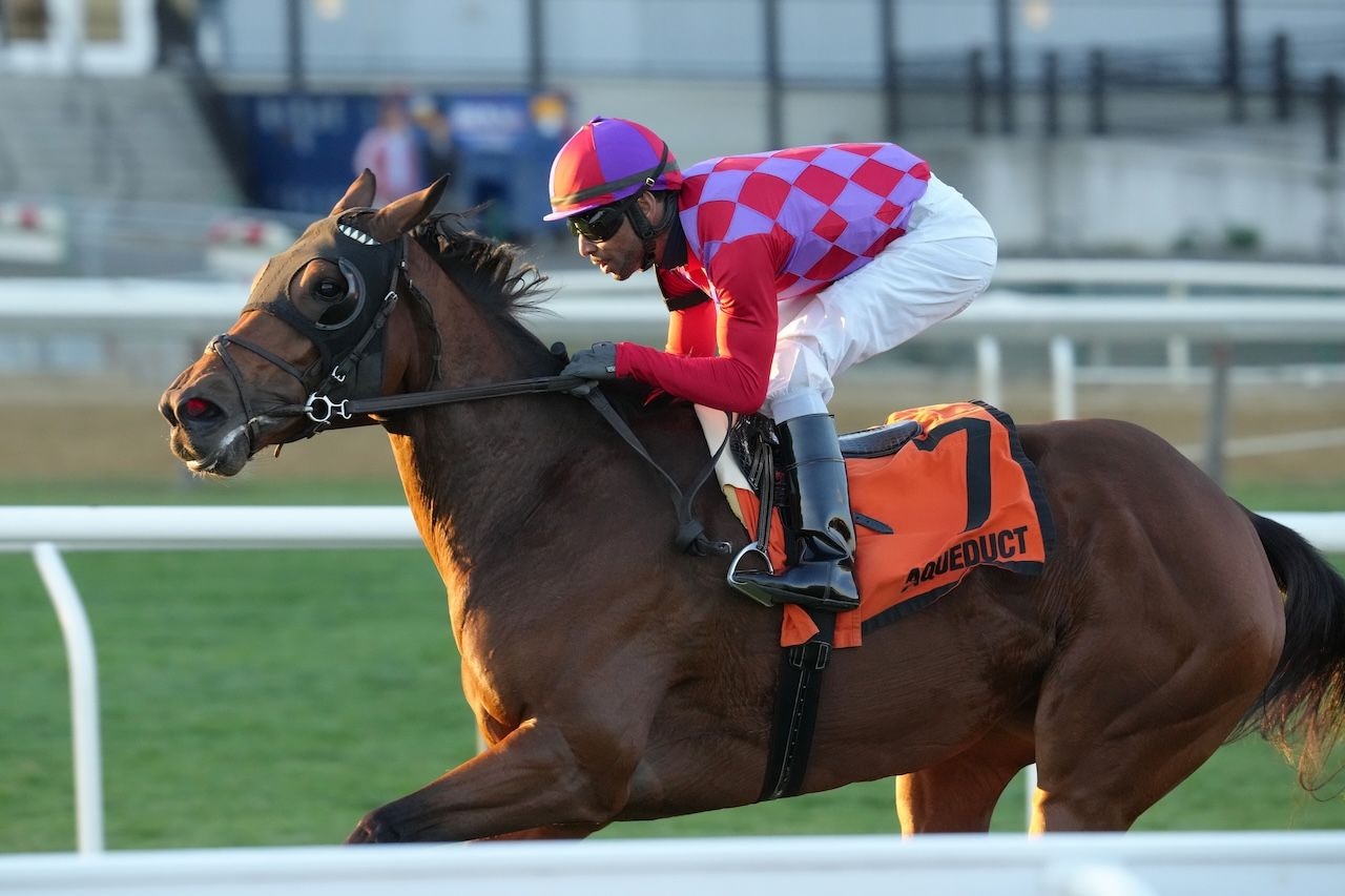 Alluring Angel wins the Long Island Stakes at Aqueduct.