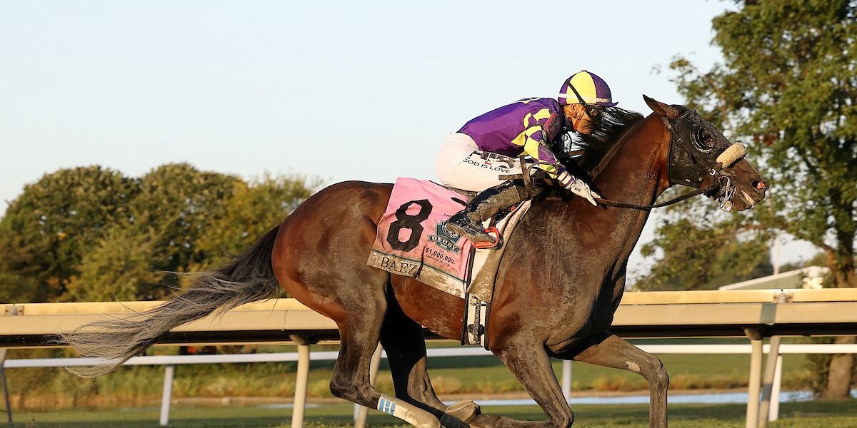 Baeza wins the Pennsylcania Derby at Parx Racing.