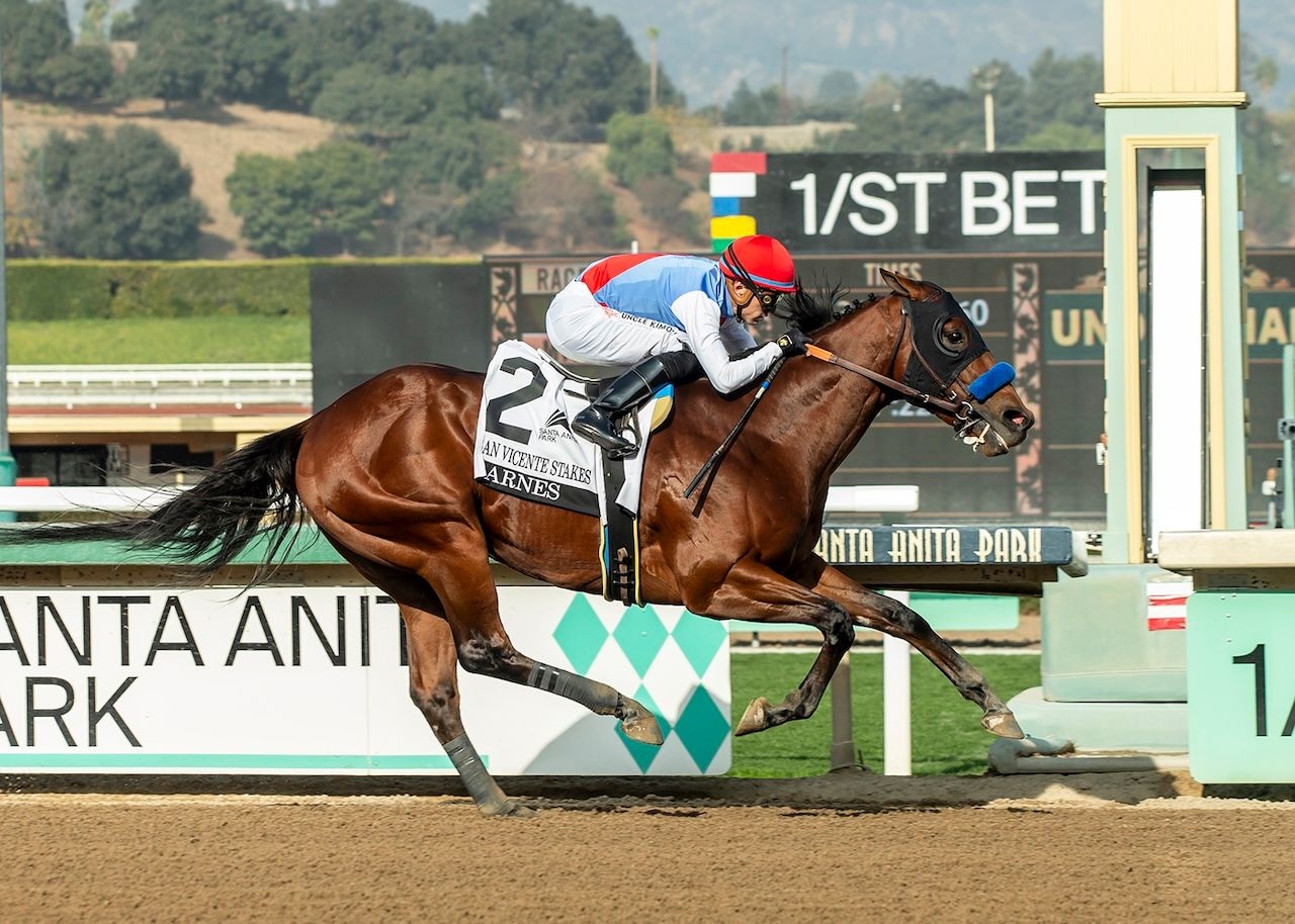 Barnes wins the San Vicente S. at Santa Anita.