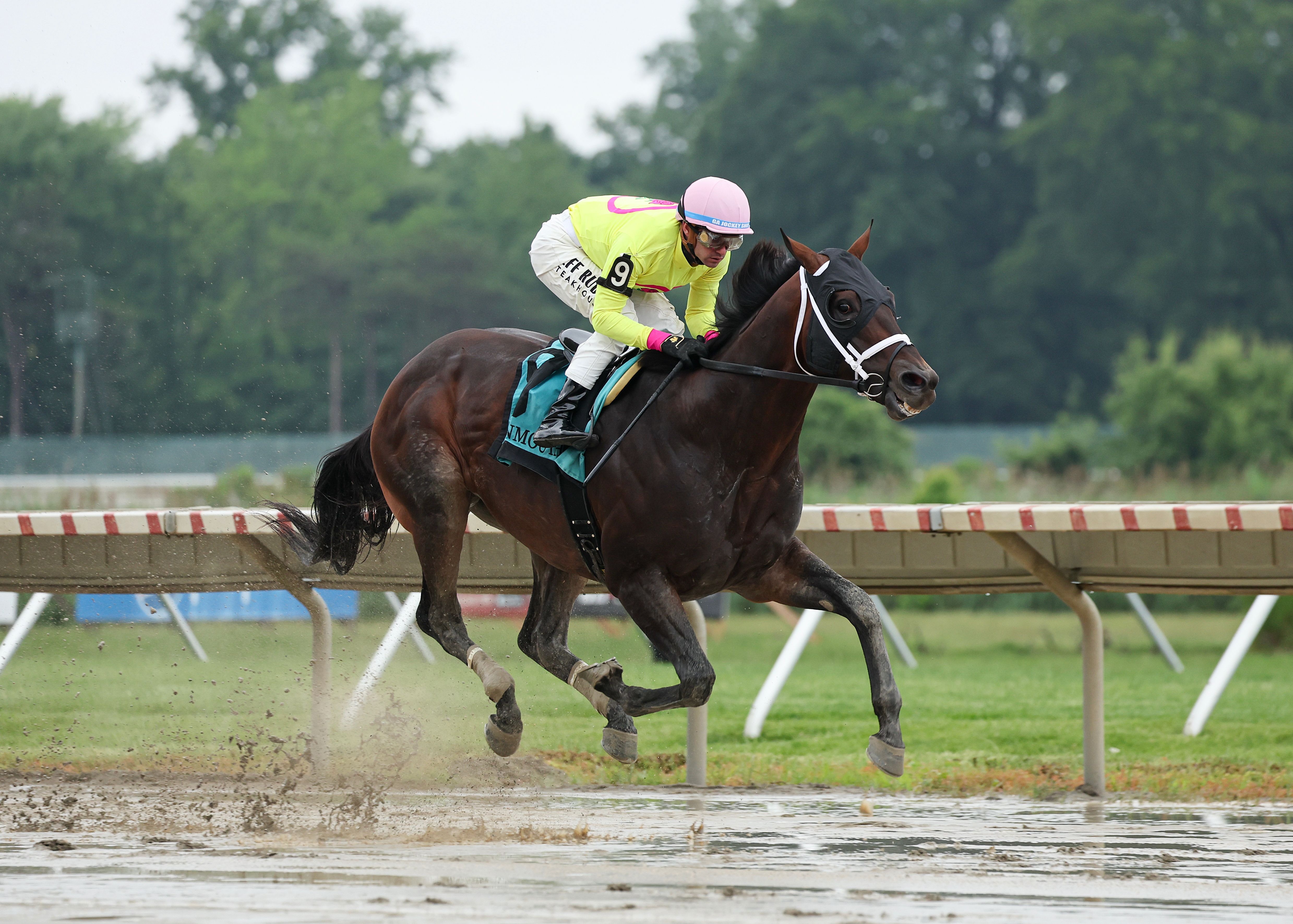 Bishops Bay wins the American Pharoah Overnight Stakes at Oaklawn Park.
