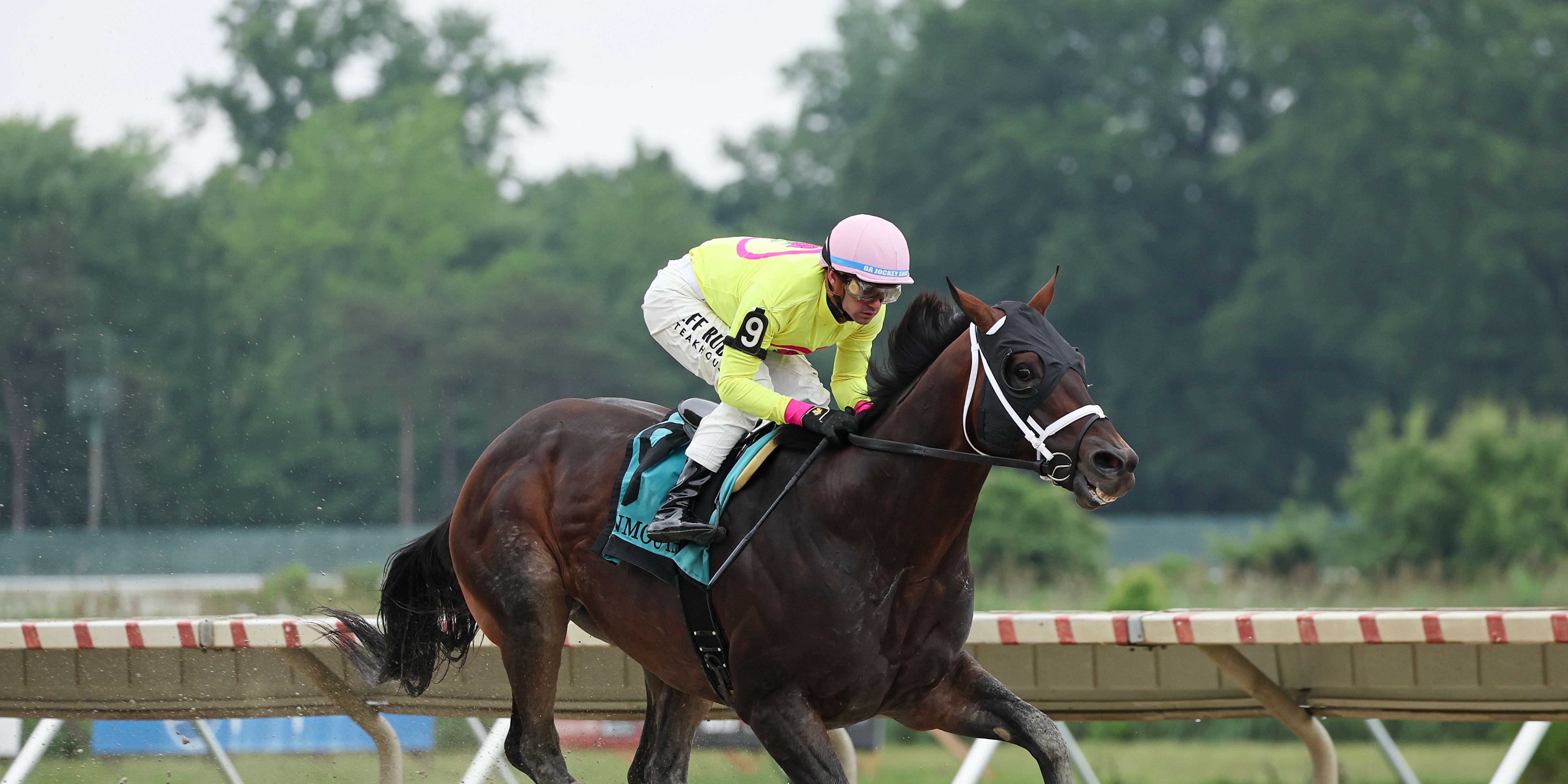 Bishops Bay wins the American Pharoah Overnight Stakes at Oaklawn Park.