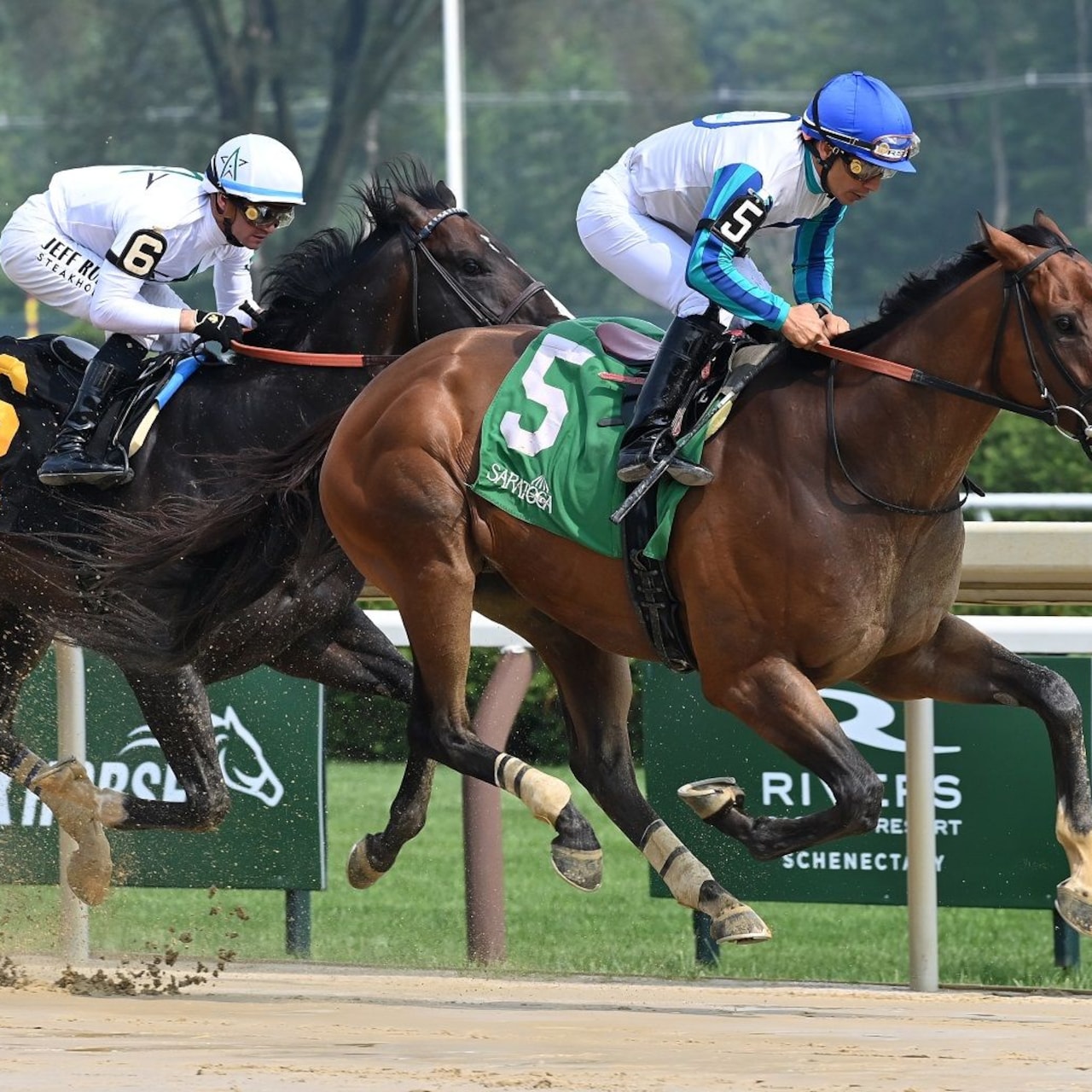 Book'em Danno winning the 2025 True North (G3) at Saratoga