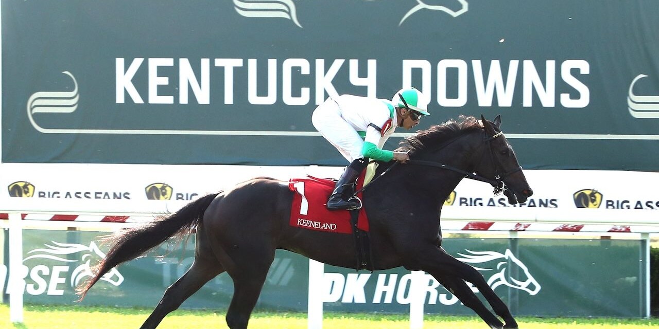 Clock Tower wins at Kentucky Downs.