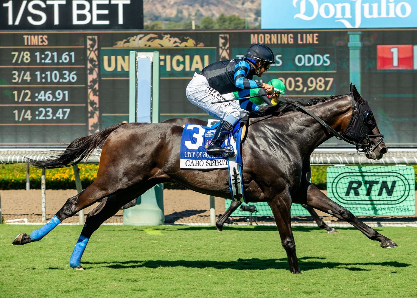 Cabo Spirit wins the City of Hope Mile at Santa Anita.