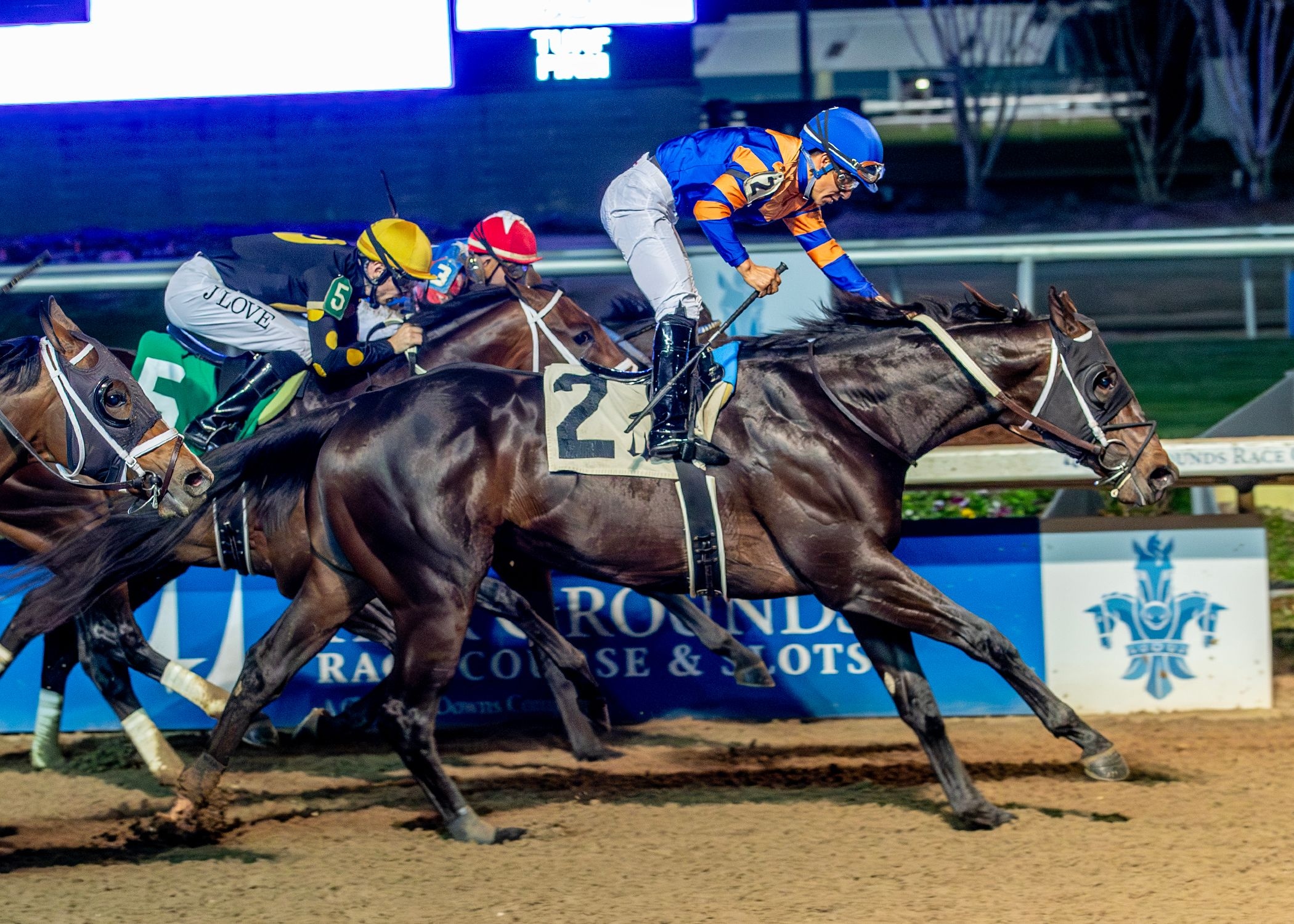 Chip Honcho wins the Gun Runner Stakes at Fair Grounds.