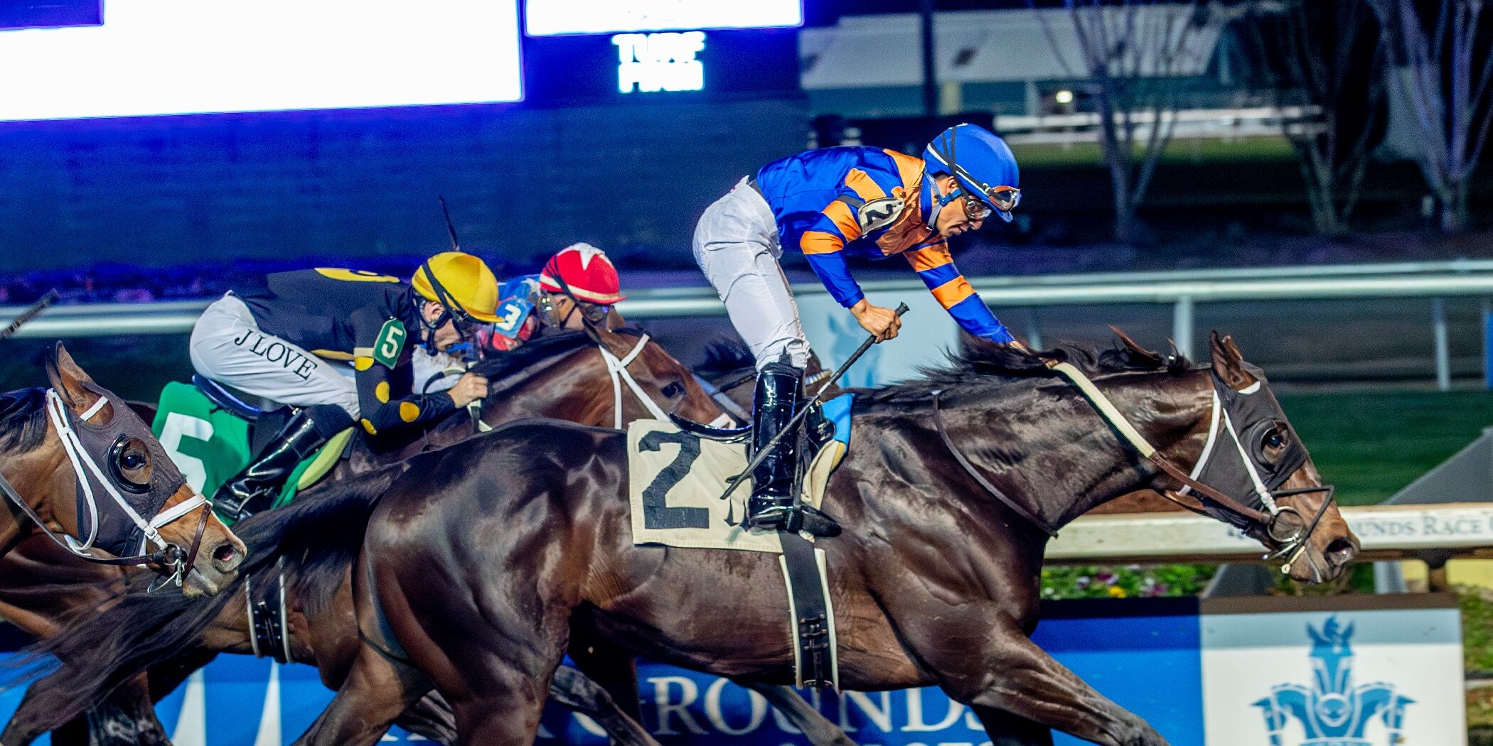 Chip Honcho wins the Gun Runner Stakes at Fair Grounds.