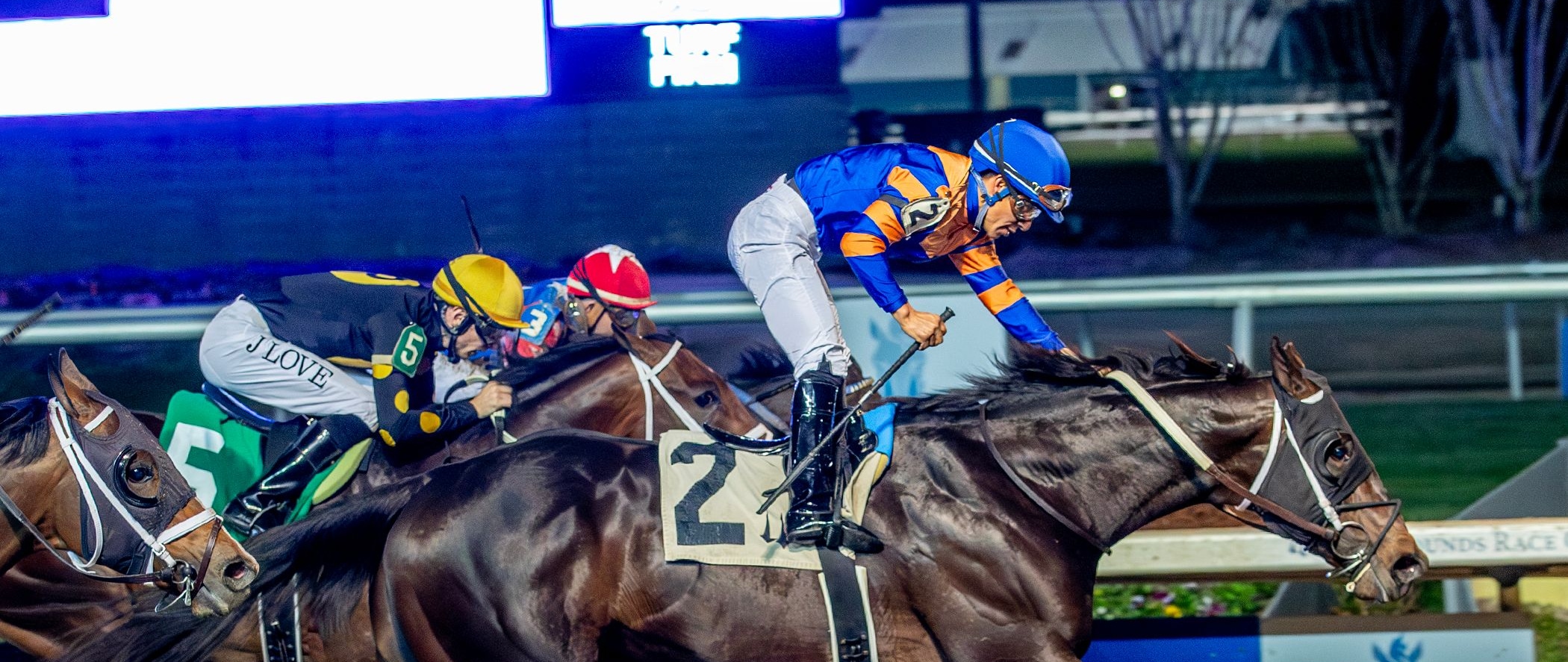Chip Honcho wins the Gun Runner Stakes at Fair Grounds.