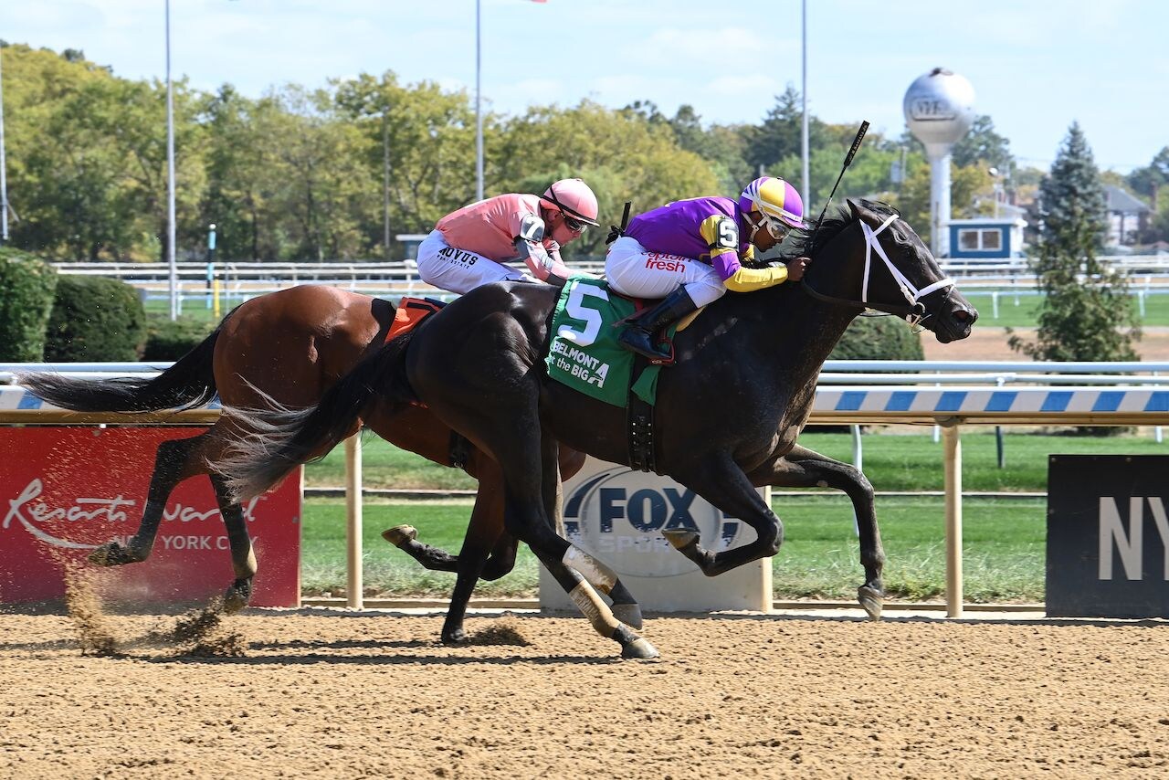 Comes A Time wins at Belmont at the Big A.