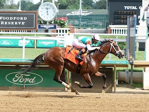 Deep Flame romped in his stakes debut in the Maxfield (G3)