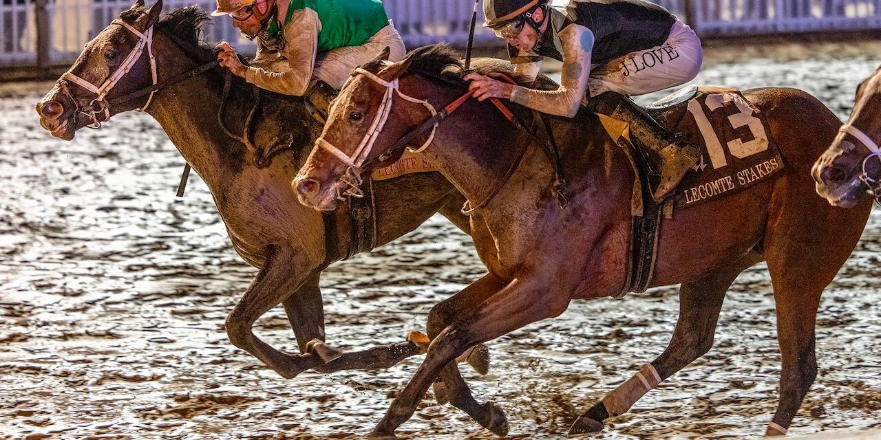 Disco Time winning the Lecomte (G3) at Fair Grounds. (Photo by Hodges Photography/Amanda Hodges Weir)