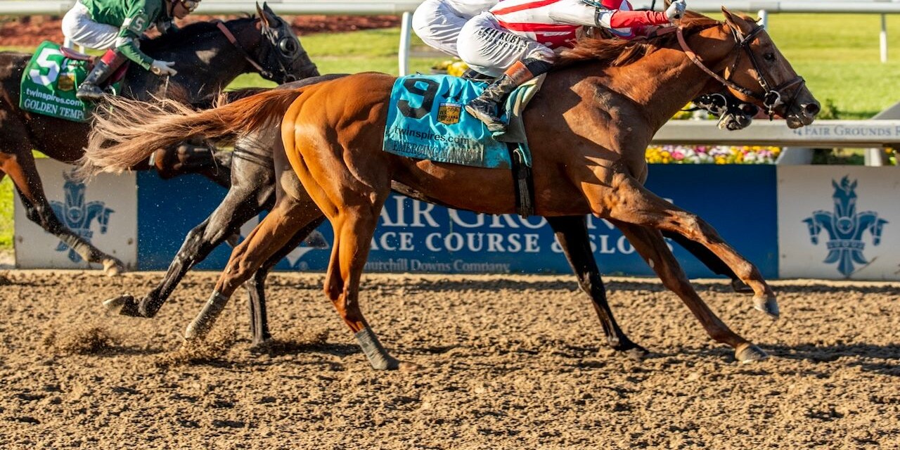 Emerging Market wins the Louisiana Derby at Fair Grounds.