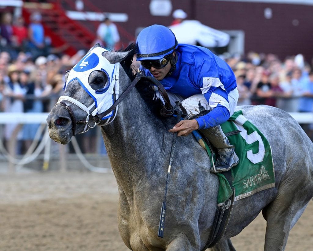 Essential Quality wins the Jim Dandy Stakes (Photo by Joe Labozzetta/Coglianese Photos)