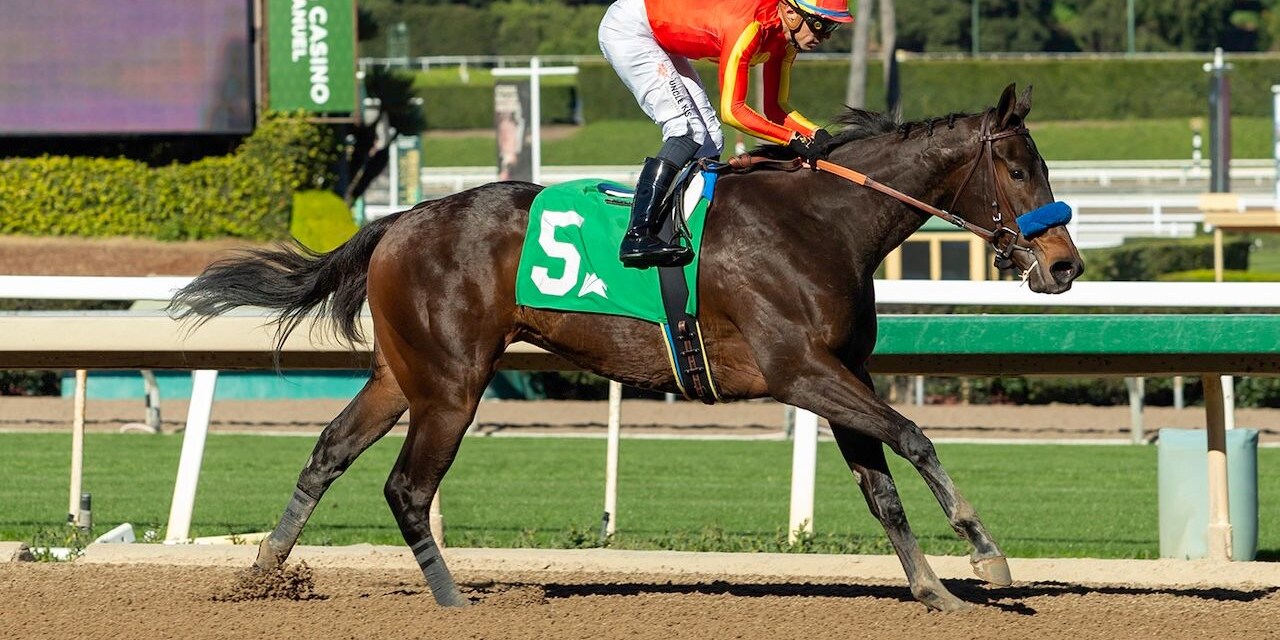 Expora wins the Santa Ynez at Santa Anita.