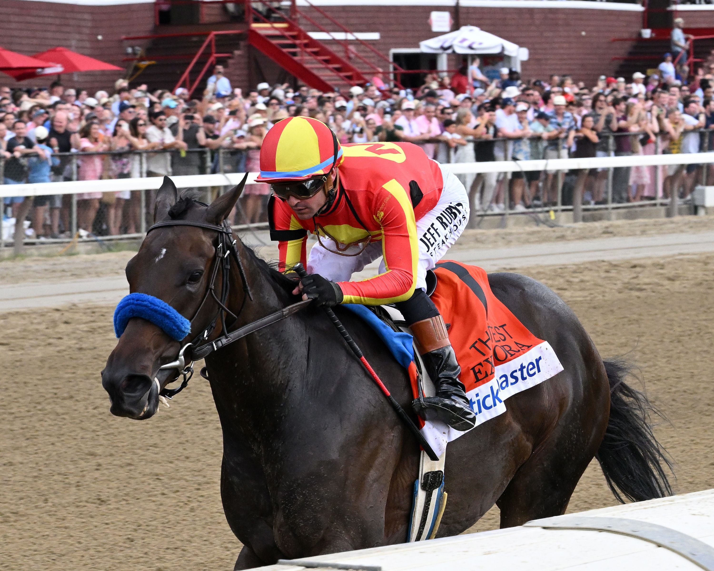 Explora wins the Test Stakes at Saratoga.