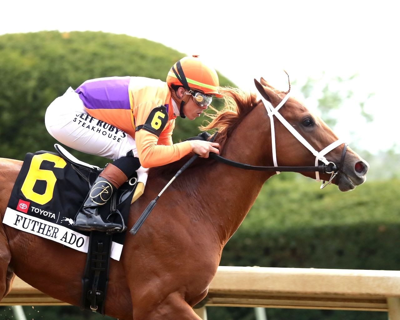 Further Ado wins the Blue Grass Stakes at Keeneland.