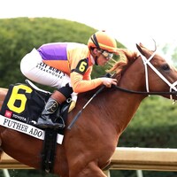 Further Ado wins the Blue Grass Stakes at Keeneland. 
