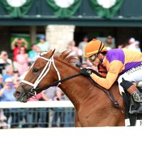 Further Ado wins the Blue Grass Stakes at Keeneland. 