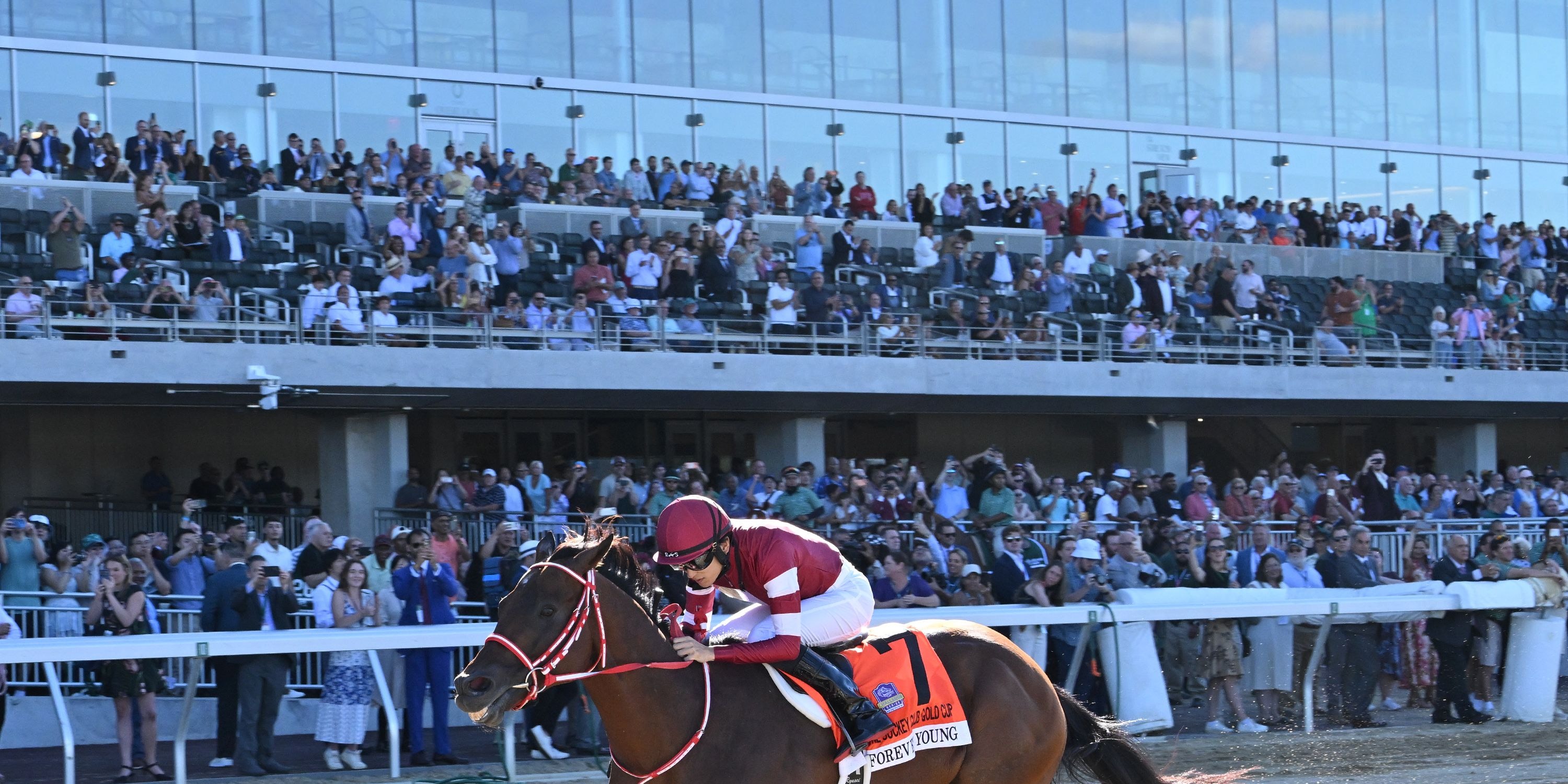 Forever Young wins the Jockey Club Gold Cup (G1) on Belmont Park's grand reopening