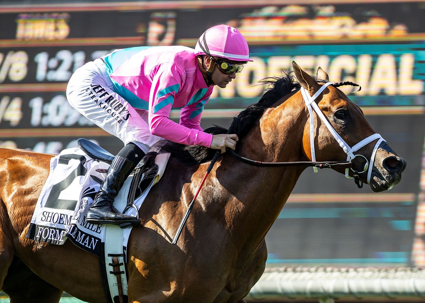 Formidable Man won as a 7-10 shot should in the Shoemaker Mile (G1)