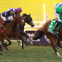 Gezora winning the Breeders' Cup Filly & Mare Turf (G1) at Del Mar