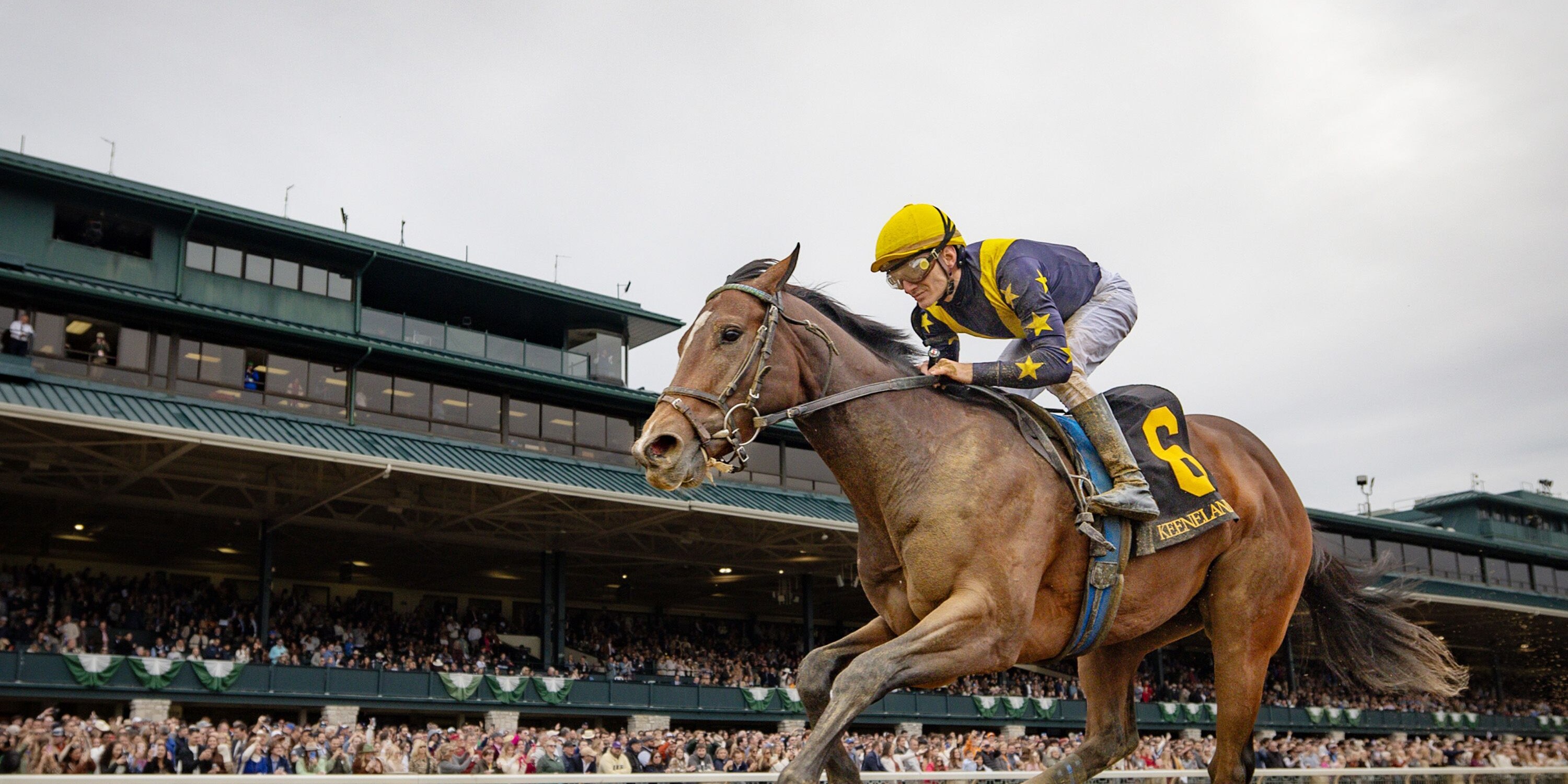 Gallivant winning the Bowman Mill S. at Keeneland