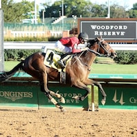 Handsome Pants winning his debut at Churchill Downs (Photo by Coady Media)