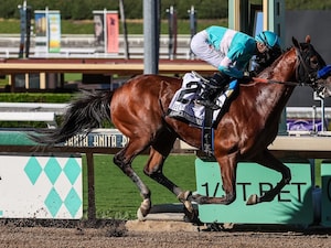 Hughes wins the American Pharoah (G1) at Santa Anita.