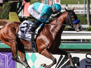 Hughes wins the American Pharoah (G1) at Santa Anita.
