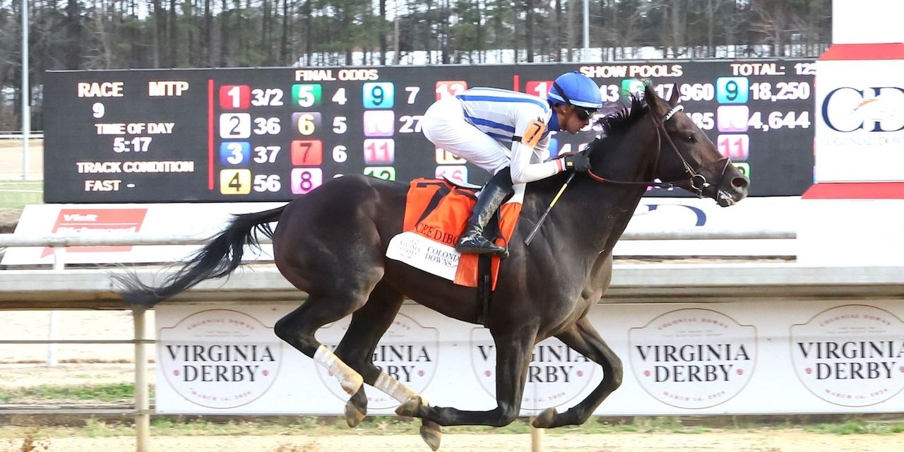 Incredibolt wins the Virginia Derby at Colonial Downs.