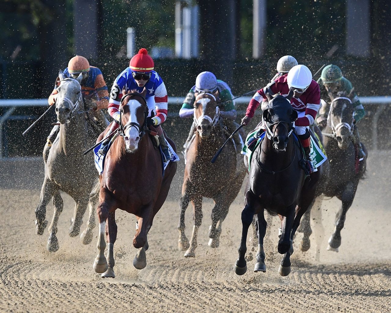 Racing at Belmont Park.