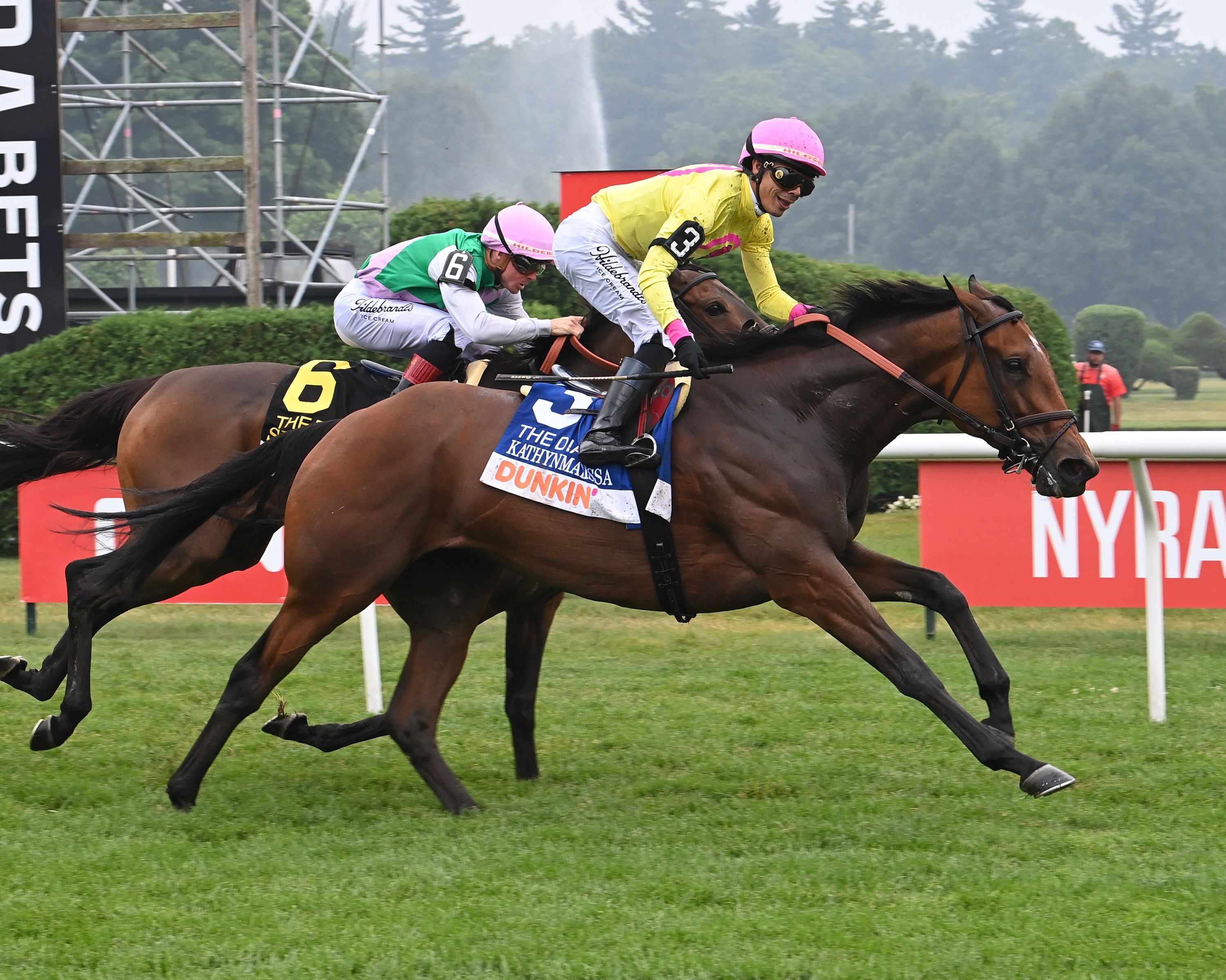 Kathynmarissa wins the Diana at Saratoga.