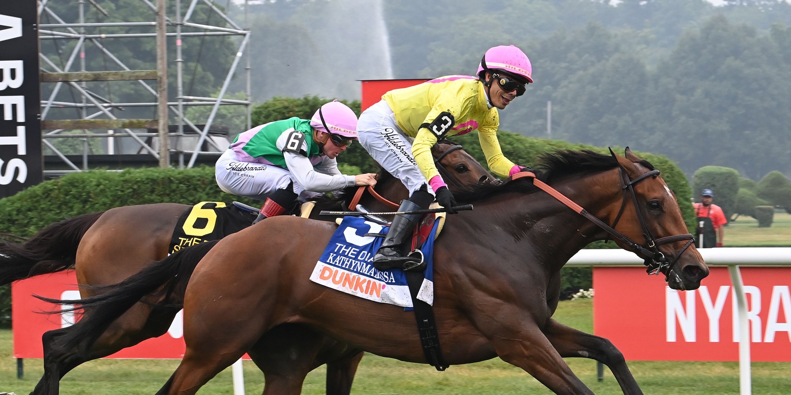 Kathynmarissa wins the Diana at Saratoga.