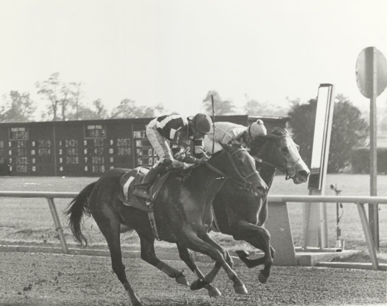 Likely Exchange, M. Summers up, Sound of Summer (2nd on the rail), Claiborne Purse at Keeneland in October 12, 1978. 