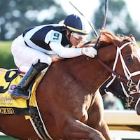 Locked winning the Breeders' Futurity (G1) at Keeneland (Photo by Coady Photography/John Gallagher)