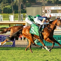 Later Than Planned wins at Santa Anita.