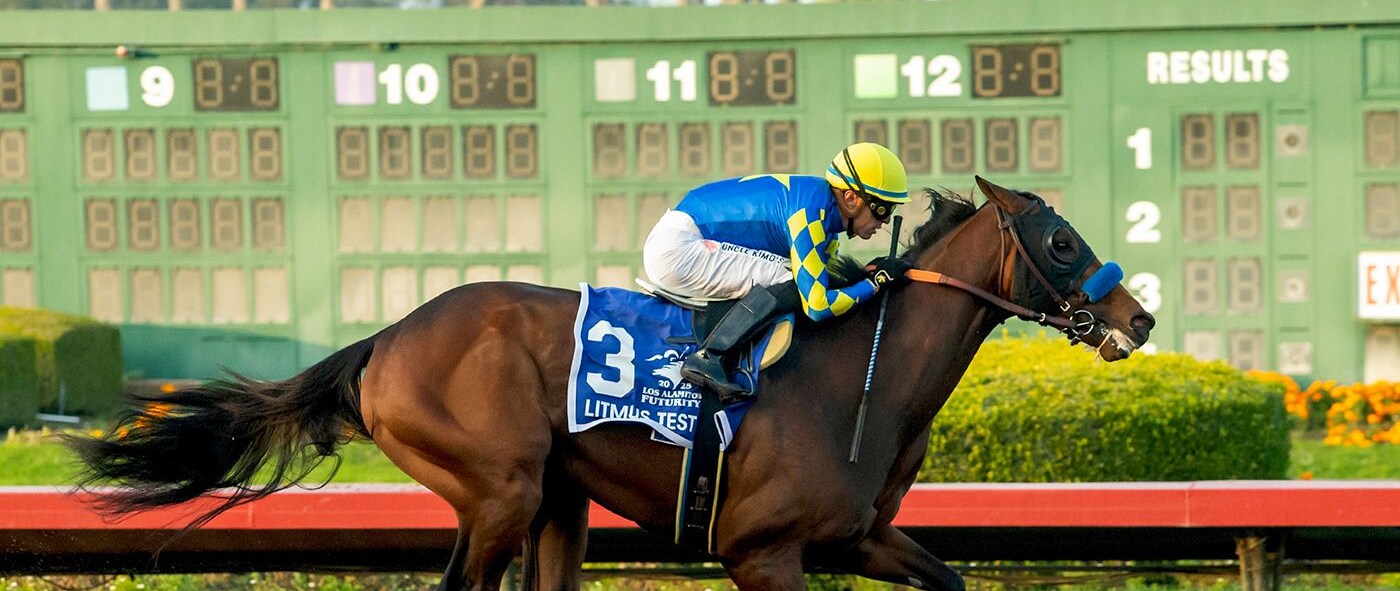 Litmus Test justified 3-5 favoritism in the Los Alamitos Futurity (G2)