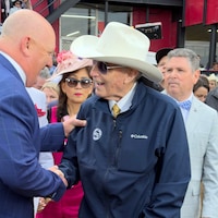 Trainers Kenny McPeek (left) and D. Wayne Lukas (right) (Photo by Horsephotos.com)