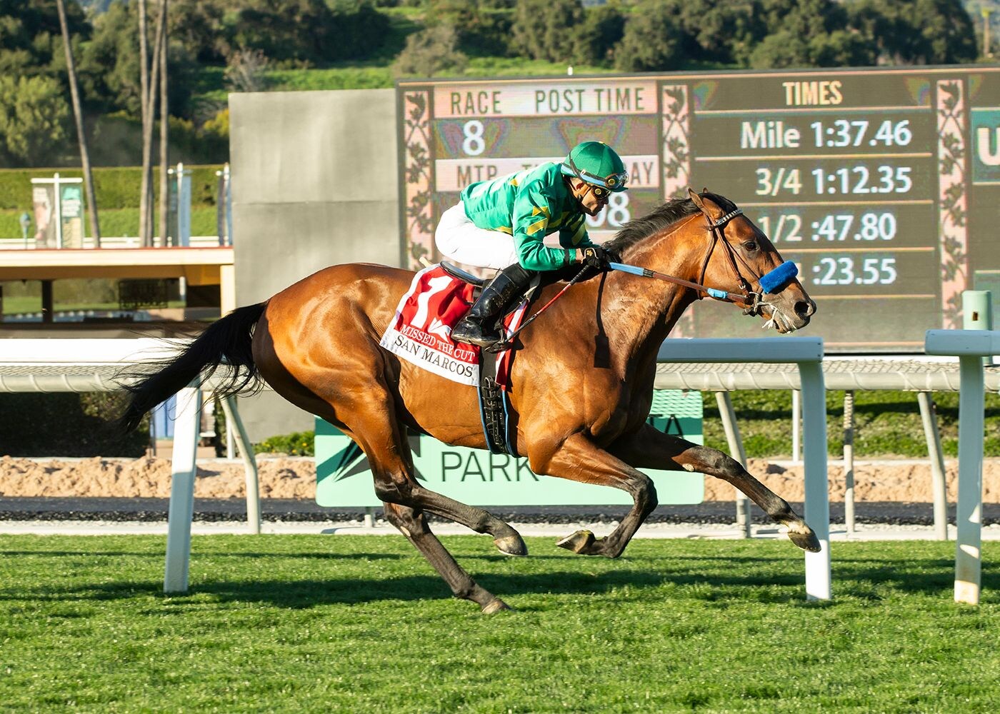 Missed the Cut wins the San Marcos Stakes at Santa Anita.