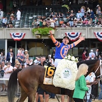 Mo Donegal with Irad Ortiz, Jr. up wins the 2022 Belmont Stakes
