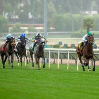 Mrs. Astor wins the Santa Barbara Stakes at Santa Anita.