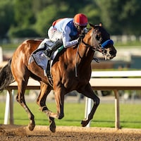 Muth winning the American Pharoah (G1) at Santa Anita (Photo by Benoit Photo)