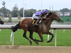 Nevada breaks his maiden at Belmont Park.